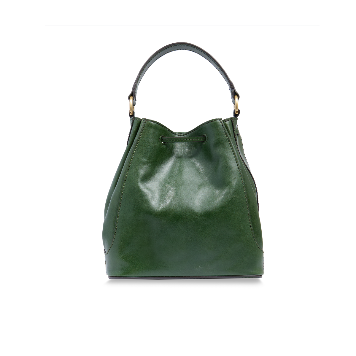 Green leather bucket bag sale